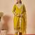 Green embroidered silk kurta trouser dupatta set