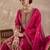 Pink embroidered silk kurta trouser dupatta set