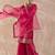 Pink embroidered silk kurta trouser dupatta set