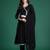 Black embroidered silk kurta trouser dupatta set