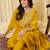 Yellow embroidered silk kurta trouser dupatta set