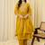 Yellow embroidered silk kurta trouser dupatta set