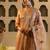 Peach embroidered silk kurta trouser dupatta set