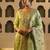 Green embroidered silk kurta trouser dupatta set