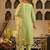 Green embroidered silk kurta trouser dupatta set
