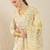 Off white printed pure cotton kurta trouser dupatta set
