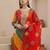 Multicolor printed georgette kurta trouser dupatta set