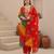 Multicolor printed georgette kurta trouser dupatta set