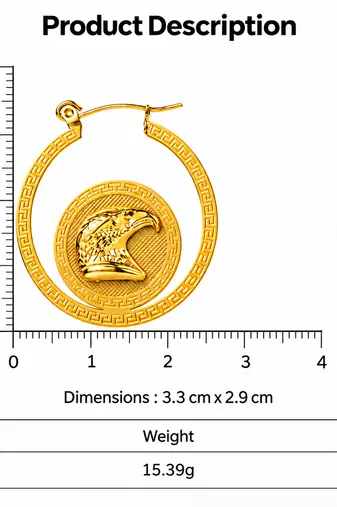 eagle hoops gold plated hoop earring