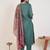 Green embroidered silk kurta trouser dupatta set