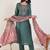 Green embroidered silk kurta trouser dupatta set