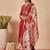 Orange embroidered viscose rayon kurta trouser dupatta set