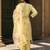Yellow embroidered silk kurta trouser dupatta set