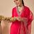Pink embroidered silk kurta trouser dupatta set