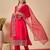 Pink embroidered silk kurta trouser dupatta set
