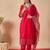 Pink embroidered silk kurta trouser dupatta set