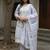 Blue embroidered pure cotton kurta trouser dupatta set