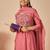 Pink embroidered silk kurta trouser dupatta set