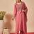 Pink embroidered silk kurta trouser dupatta set