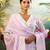 Purple embroidered pure cotton kurta trouser dupatta set