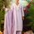 Purple embroidered pure cotton kurta trouser dupatta set