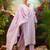 Purple embroidered pure cotton kurta trouser dupatta set