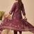 Burgundy printed linen kurta trouser dupatta set