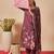 Burgundy printed linen kurta trouser dupatta set