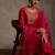 Pink embroidered liva kurta trouser dupatta set