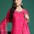 Magenta embroidered silk kurta trouser dupatta set
