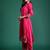 Magenta embroidered silk kurta trouser dupatta set