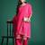 Magenta embroidered silk kurta trouser dupatta set