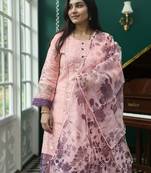 Pink embroidered silk kurta trouser dupatta set
