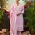 Lavender embroidered pure cotton kurta trouser dupatta set
