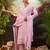 Lavender embroidered pure cotton kurta trouser dupatta set