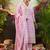 Lavender embroidered pure cotton kurta trouser dupatta set
