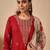 Orange embroidered viscose rayon kurta trouser dupatta set