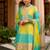 Multicolor embroidered chinon kurta trouser dupatta set
