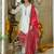 White embroidered silk kurta trouser dupatta set