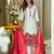 White embroidered silk kurta trouser dupatta set