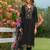 Black embroidered liva kurta trouser dupatta set