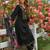 Black embroidered liva kurta trouser dupatta set