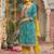 Blue embroidered silk kurta trouser dupatta set