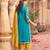 Blue embroidered silk kurta trouser dupatta set