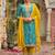 Blue embroidered silk kurta trouser dupatta set
