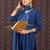 Blue printed pure cotton kurta trouser dupatta set