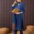 Blue printed pure cotton kurta trouser dupatta set