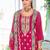 Pink embroidered chinon kurta trouser dupatta set