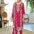 Pink embroidered chinon kurta trouser dupatta set
