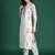 Cream printed pure cotton kurta trouser dupatta set